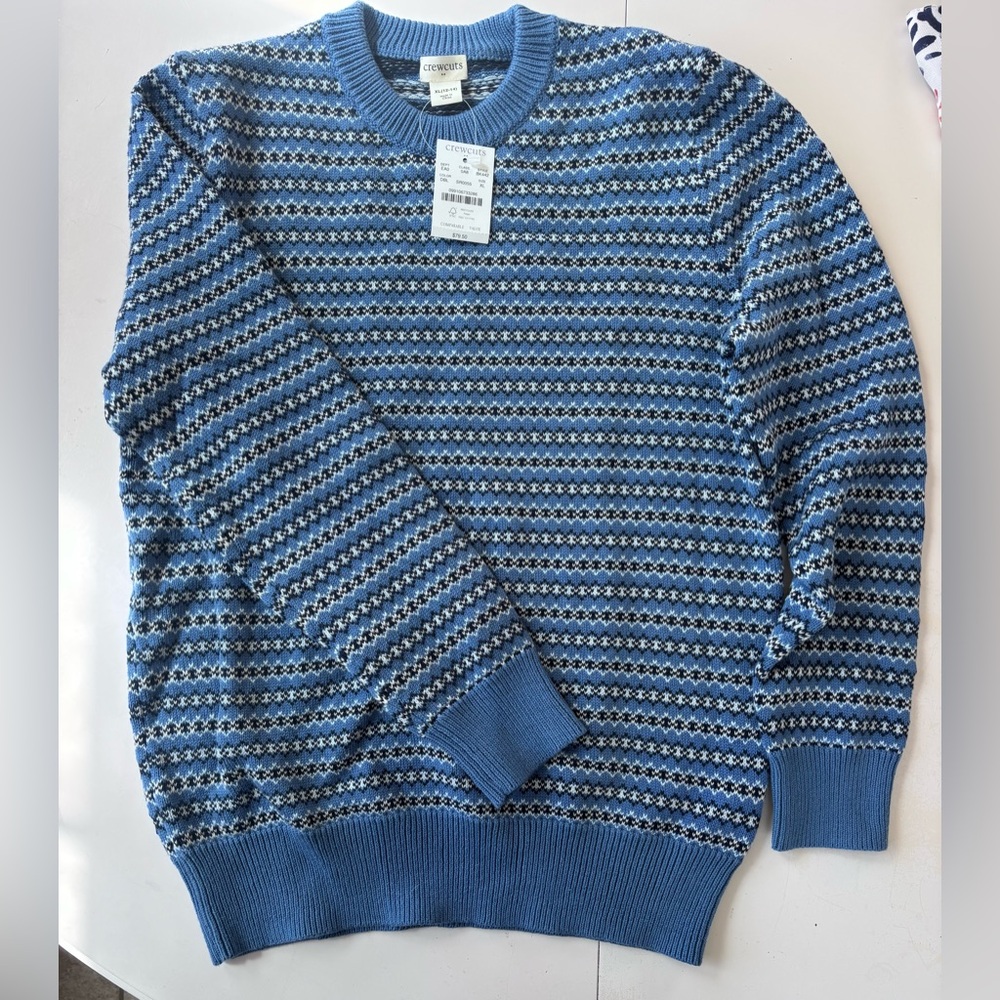 NWT Boy’s J Crew Crewcuts Fair Isle Blue Sweater XL
